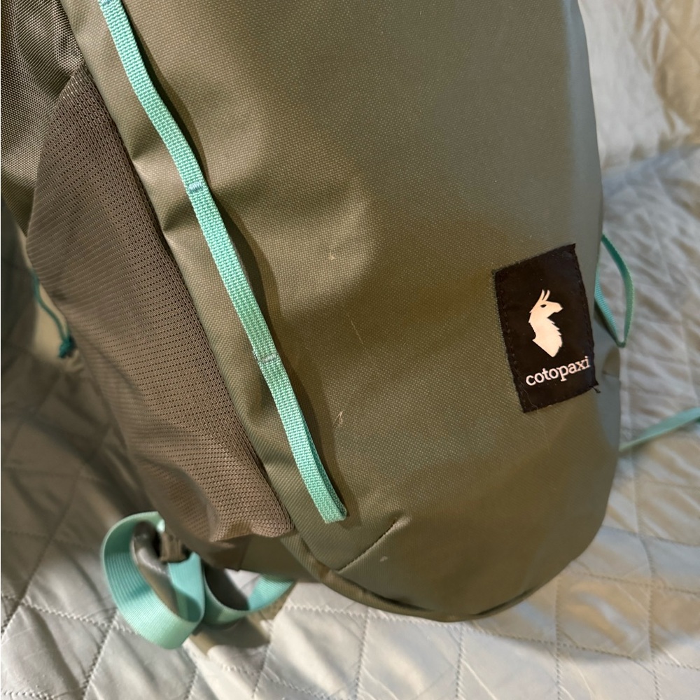 Cotopaxi Olive Green and Mint Backpack with Yellow Accent - Picture 6 of 8